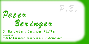 peter beringer business card